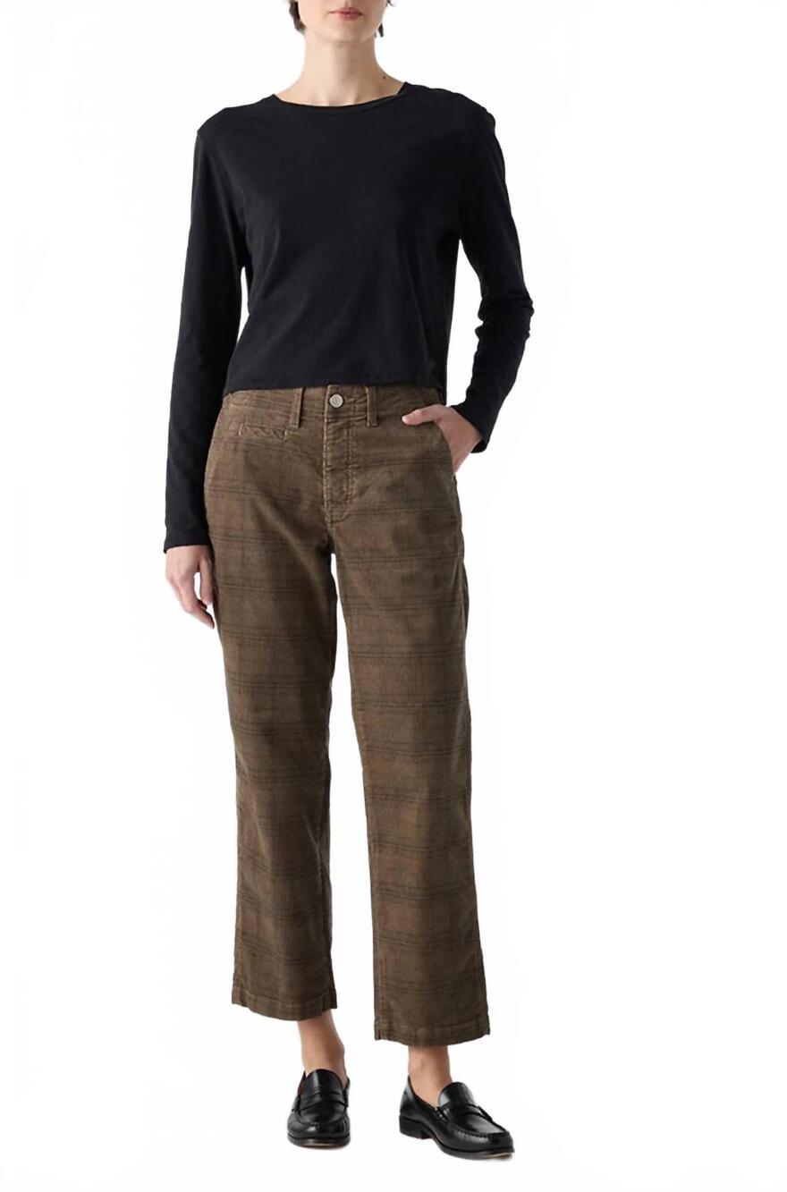 NEW AMO women's lillian printed trouser in dark sand